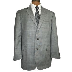 Jos A Bank Signature Gold Gordon Mens Wool Sport Blazer Gray Jacket Size 44L